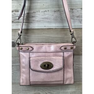 FOSSIL Vintage Revival PINK Leather Crossbody Purse Bag Traveler